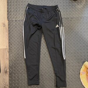 Adidas Kids Black Joggers with White Stripes